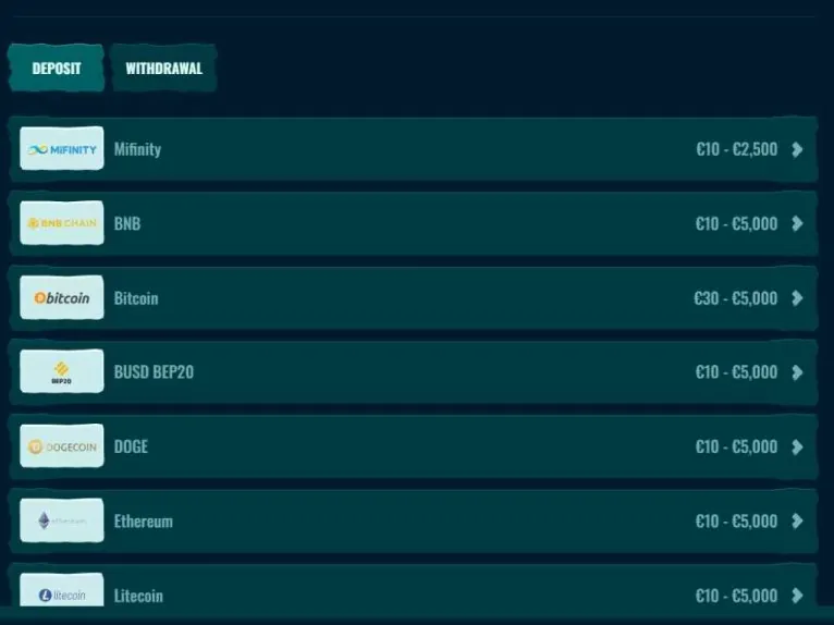 Depósitos Spinanga Casino